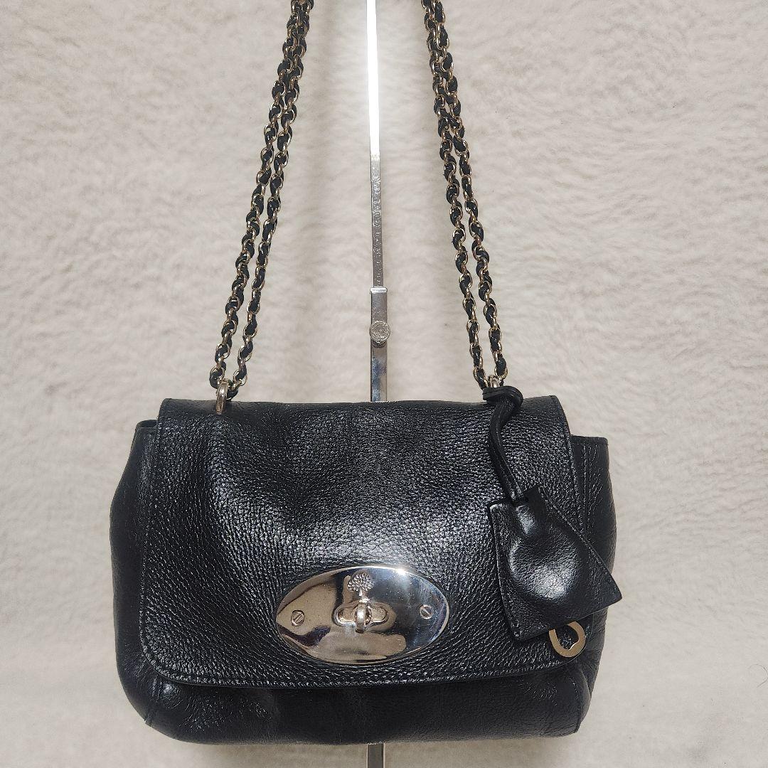 現行　マルベリー　ショルダーバッグ　リリー　ブラック　グロッシーゴート　チェーン
