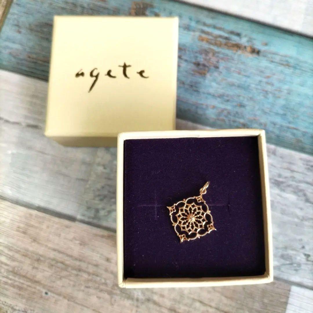 agete【アガット】K10　ダイヤモンド　ネックレス　透かしチャーム