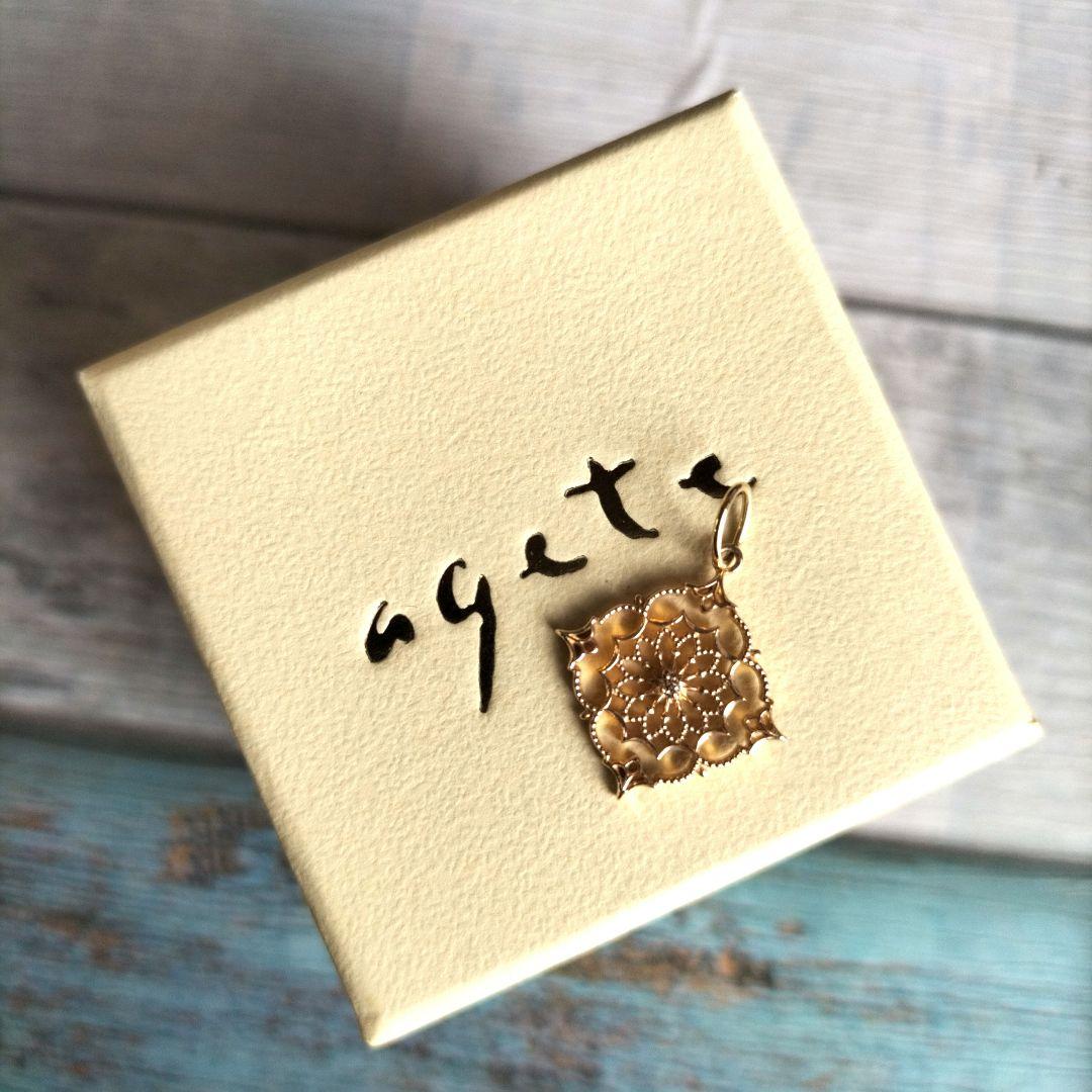 agete【アガット】K10　ダイヤモンド　ネックレス　透かしチャーム