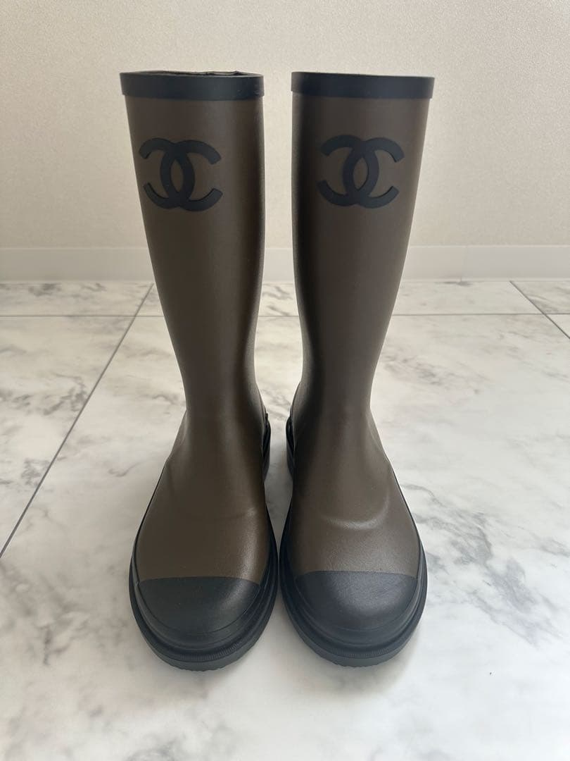 CHANEL♡長靴 カーキロゴ入り