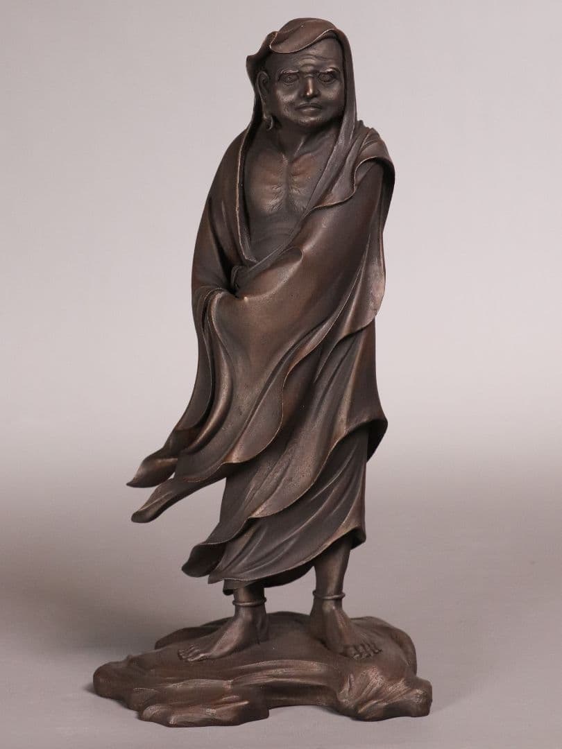 鋳銅製 高村光雲 原型 達磨大師 立像 共箱 置物 銅像 仏像【MA209】