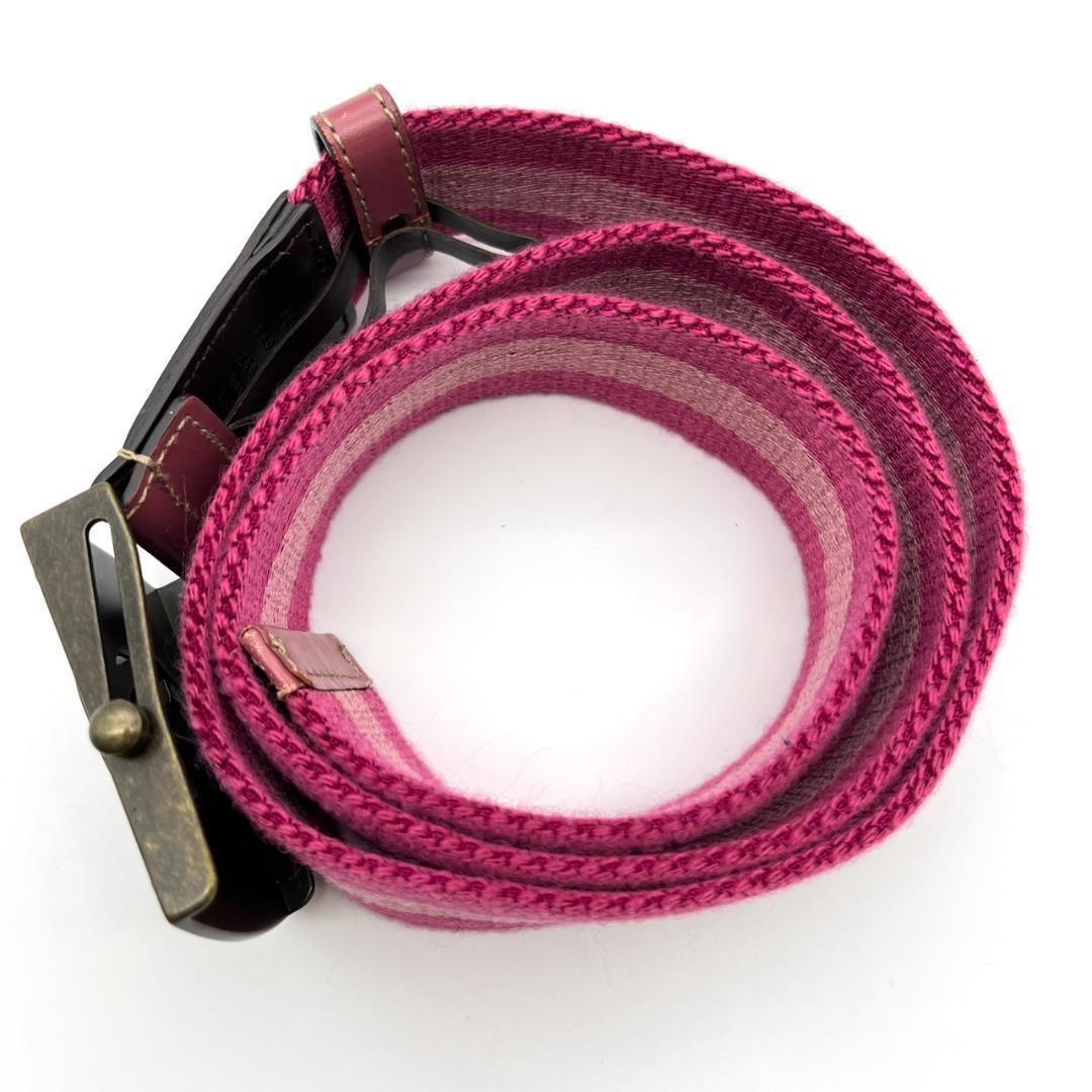 希少 グッチ ベルト インターロッキング シェリーライン ガチャベルト ピンク