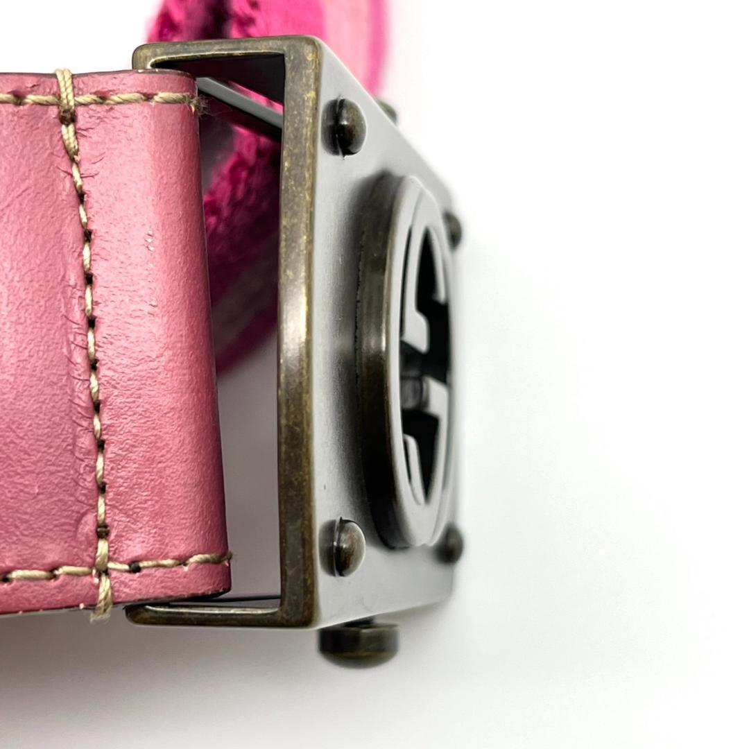 希少 グッチ ベルト インターロッキング シェリーライン ガチャベルト ピンク