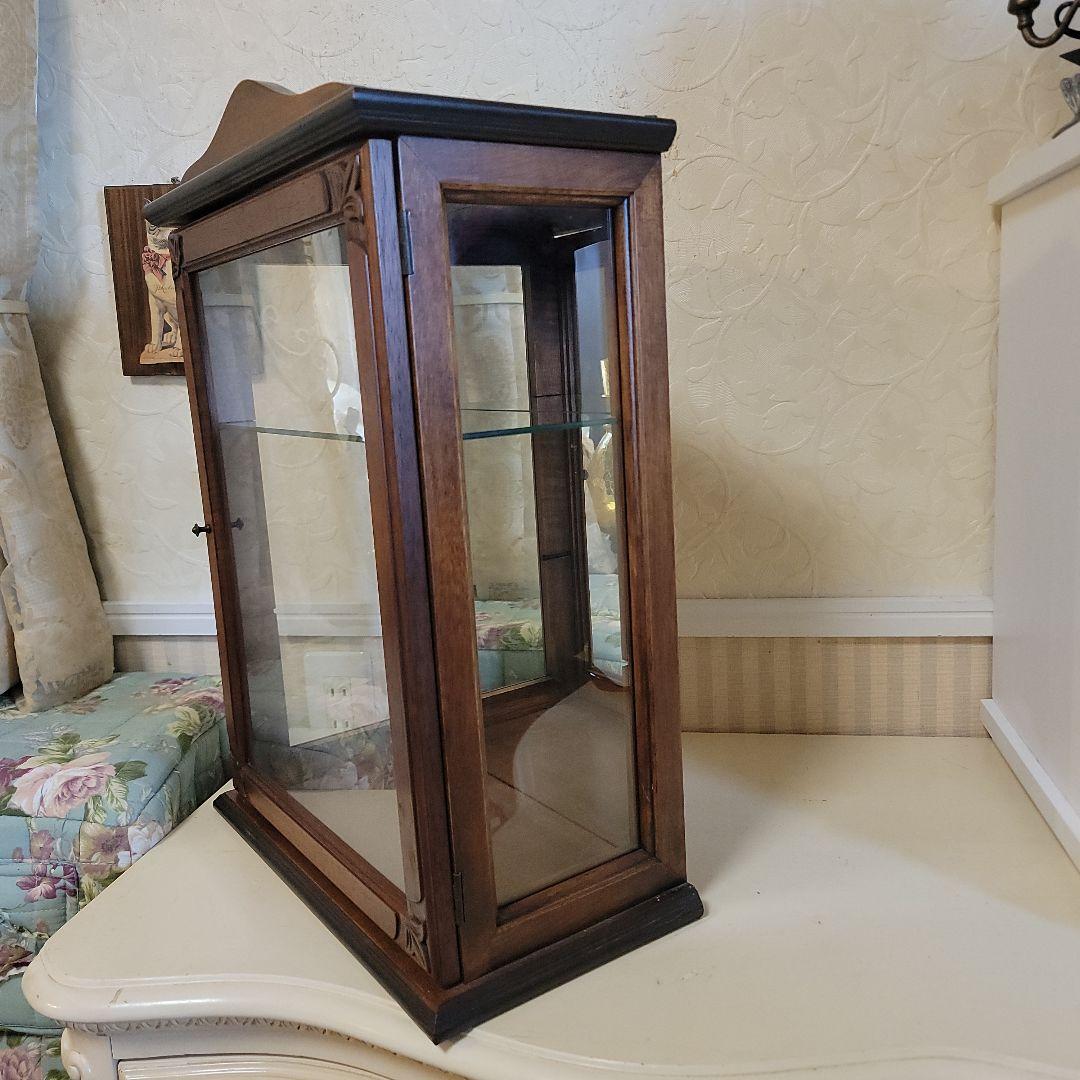 木製ガラスキャビネット　ガラス板1枚　ヴィンテージ