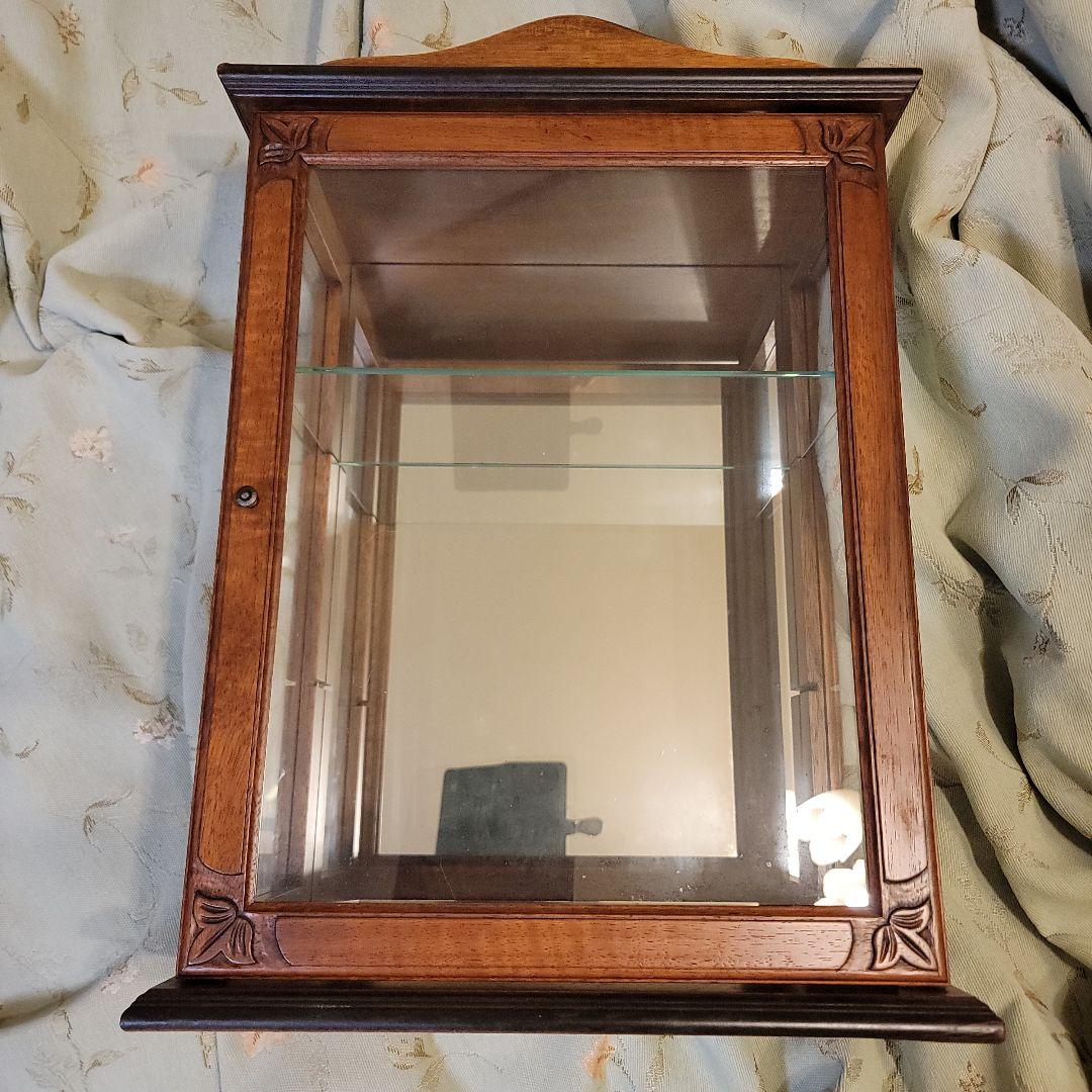 木製ガラスキャビネット　ガラス板1枚　ヴィンテージ