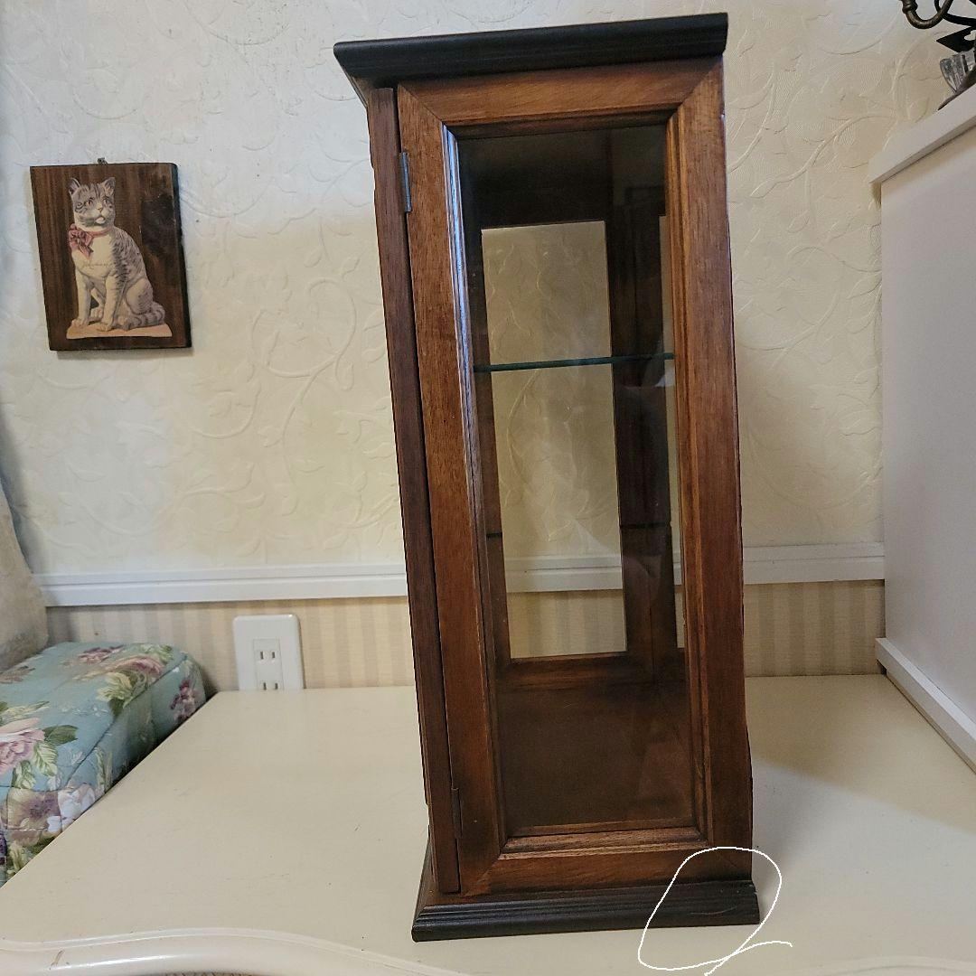 木製ガラスキャビネット　ガラス板1枚　ヴィンテージ