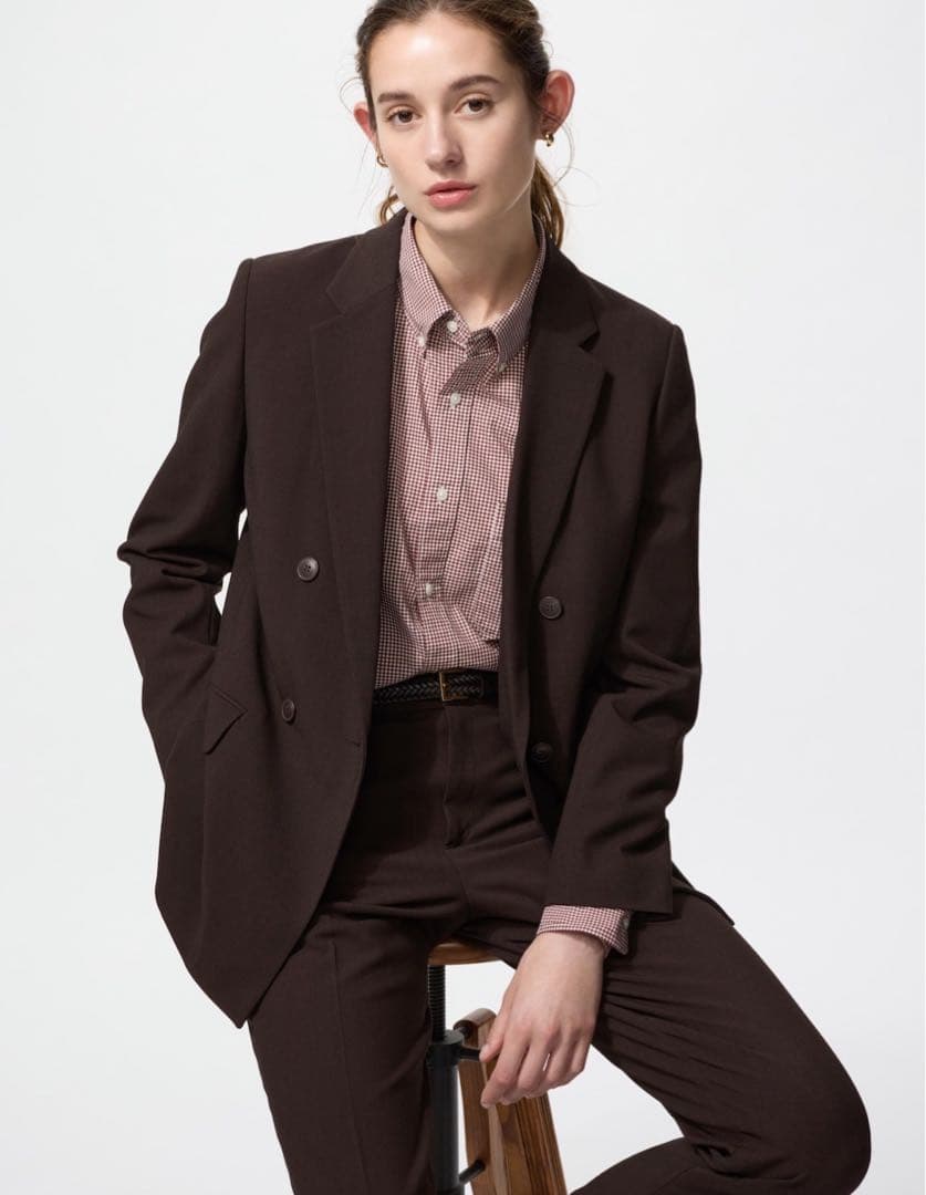 《UNIQLO 完売品》ダークブラウン ダブルジャケット