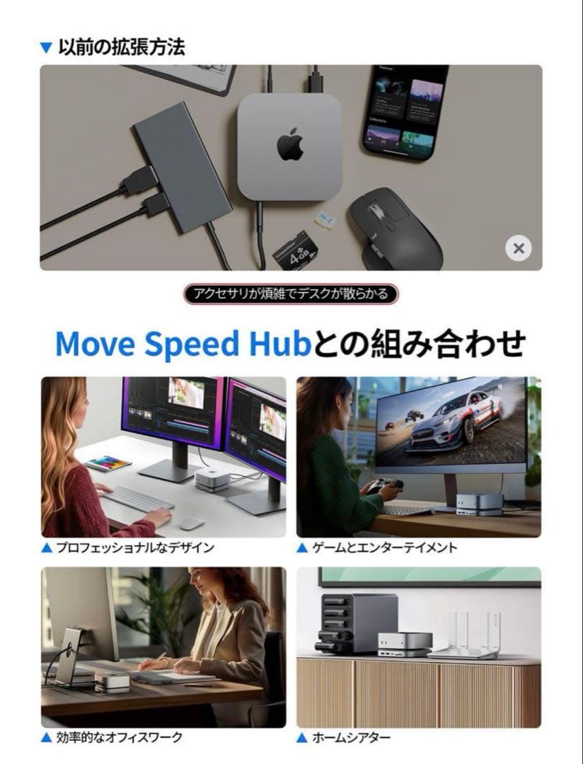 Mac Mini M4 対応ハブ 【10-in-1全能型＆SSD拡張可】