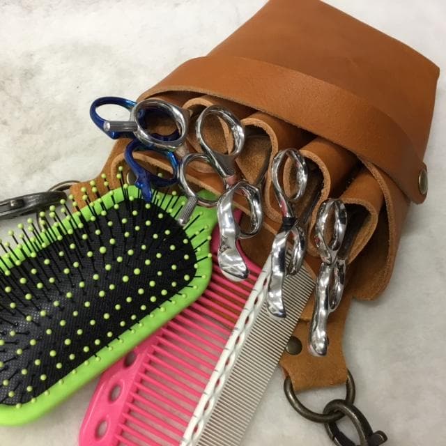 シザーケース　トリマーケース　ハンドメイド　栃木レザー　美容師　トリマー