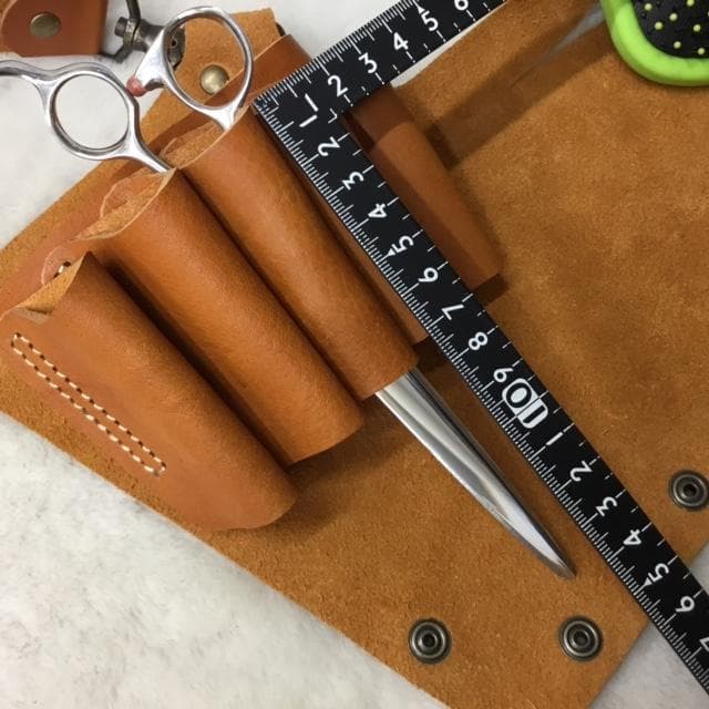 シザーケース　トリマーケース　ハンドメイド　栃木レザー　美容師　トリマー