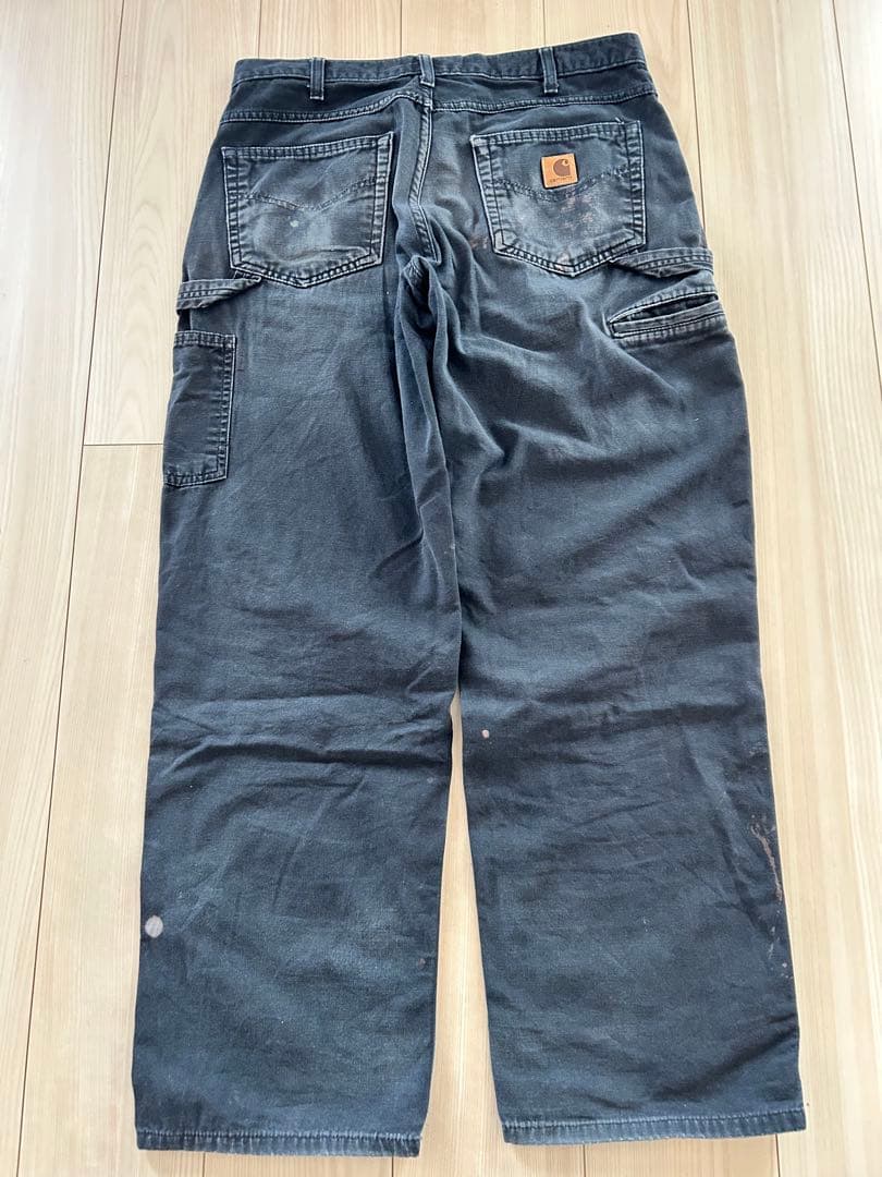 0*4様 カーハート ダックパンツ ペインターパンツ ブラック/34×32/B1