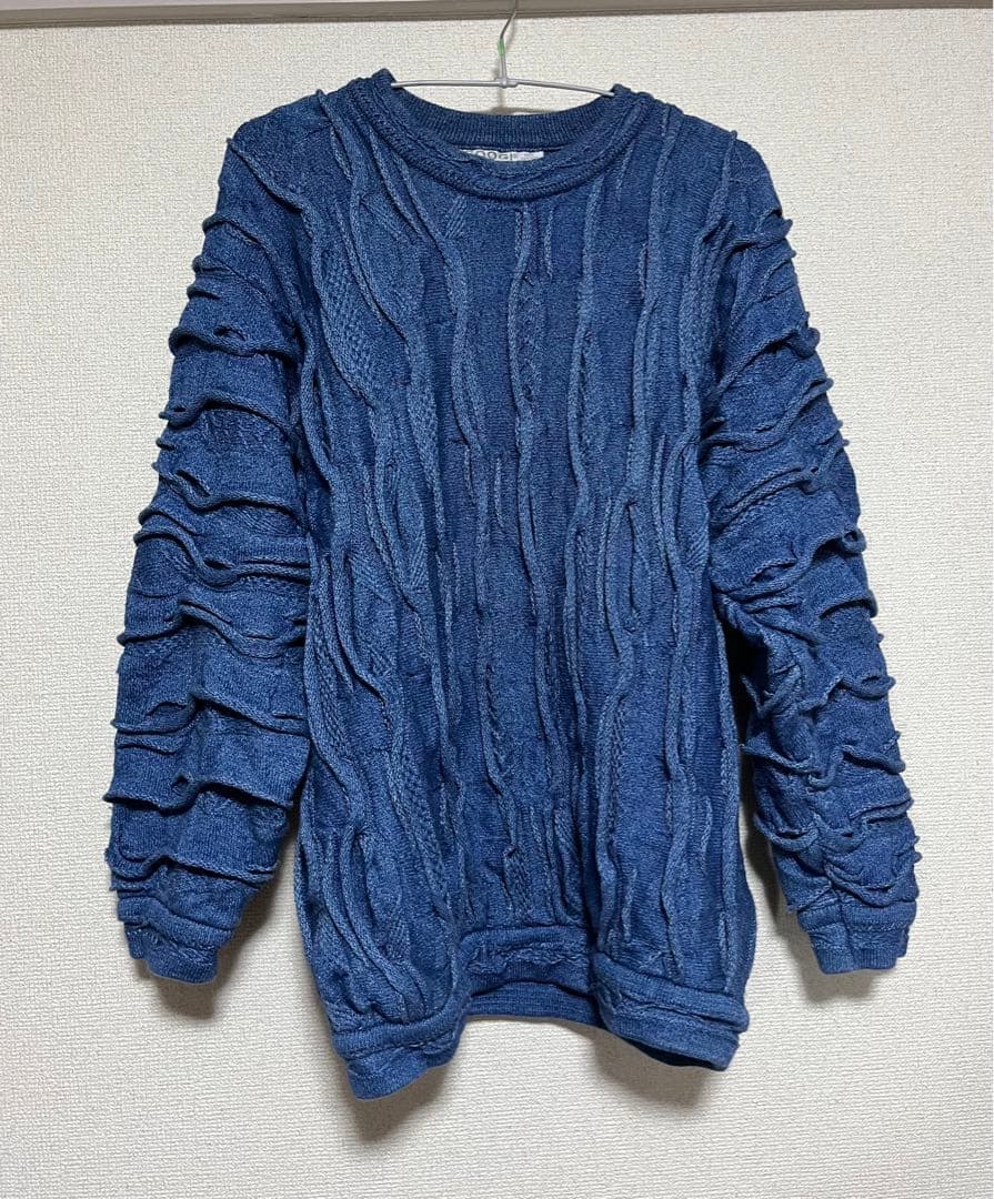 COOGI BLUES ダークブルー ケーブル編みセーター M