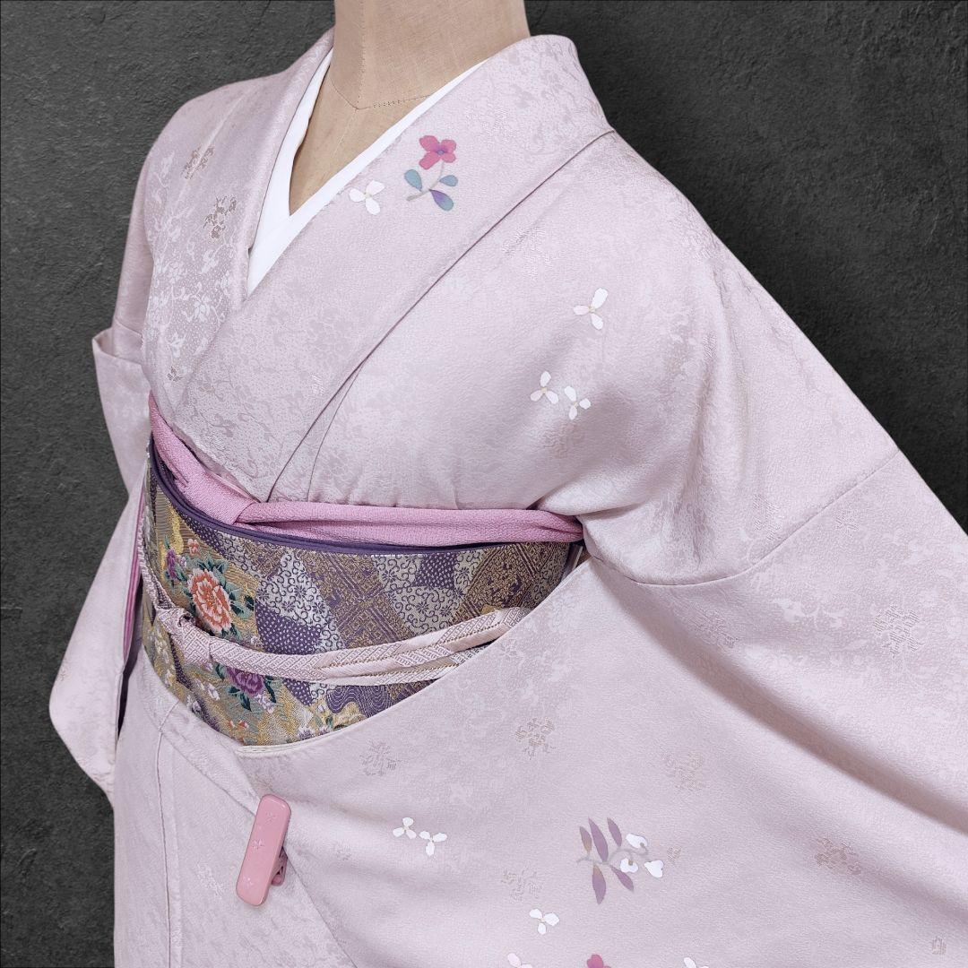 ❰6555❱ フルセット　付け下げ　桜鼠　付下げ　袋帯　入学式　卒業式　正絹着物