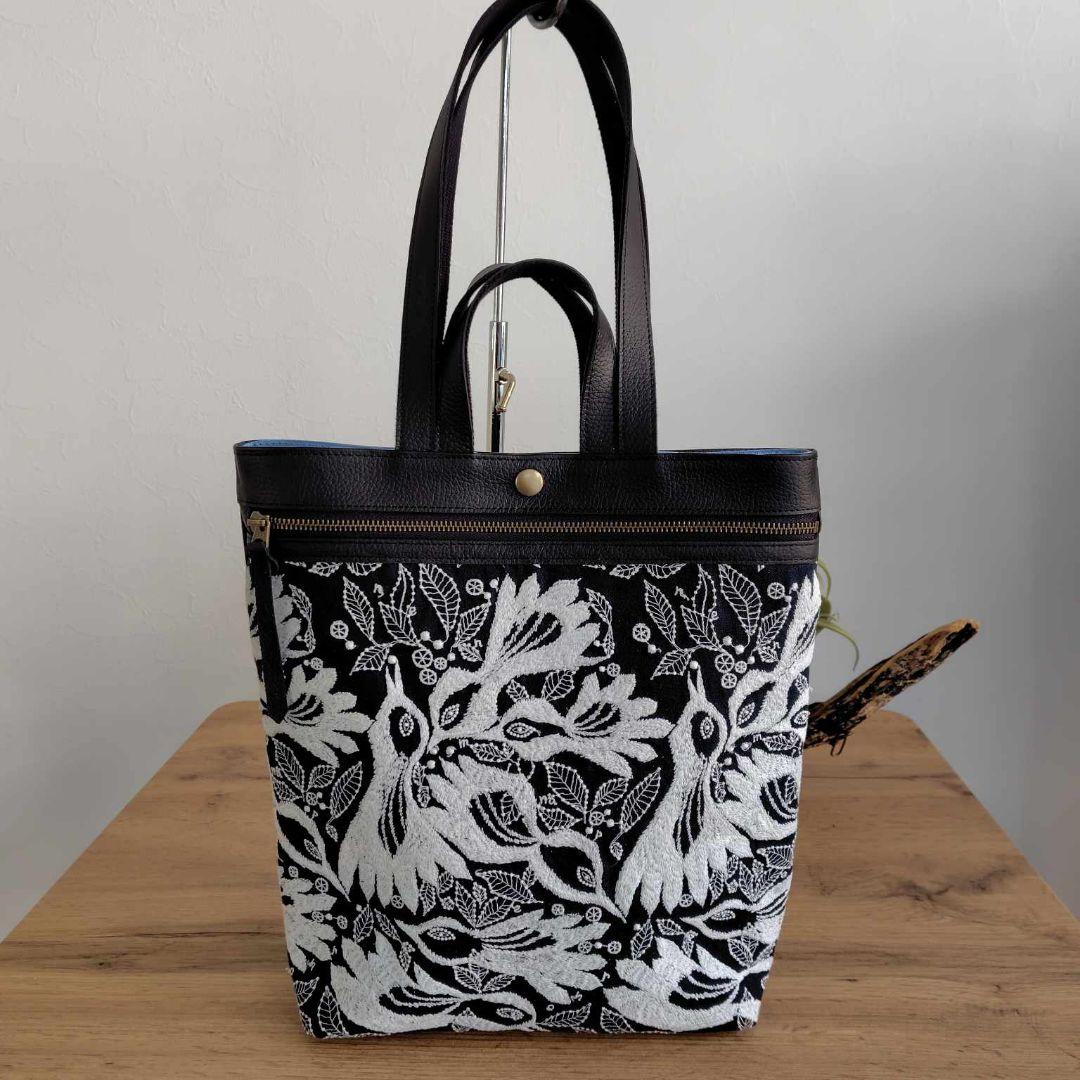 ミナペルホネン/carnival　カーニバルネイビー/バケツ型トート本革