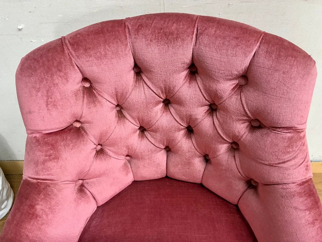 みるく☆管404☆イタリア製☆アンティーク☆ピンクファブリックソファー