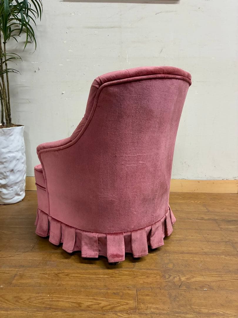 みるく☆管404☆イタリア製☆アンティーク☆ピンクファブリックソファー
