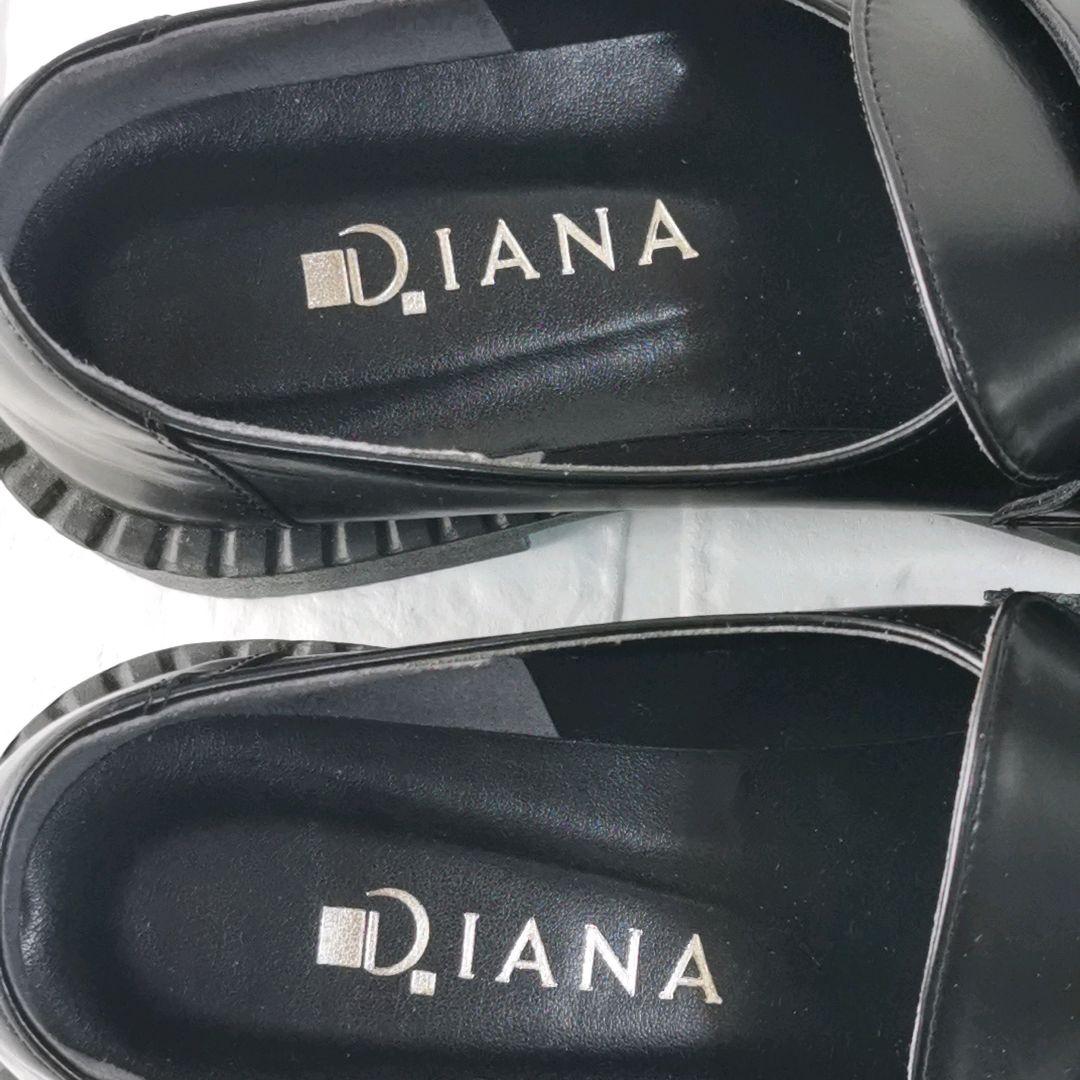 現行【美品✨】ダイアナ ローファー 厚底 ロゴ金具 レザー 24.5 黒