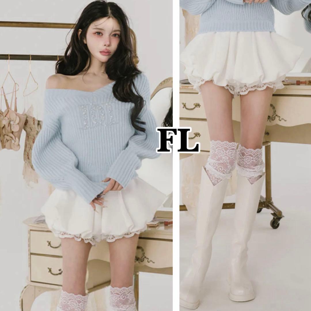 新品・未開封♡Darich♡ボリュームバルーンミニスカート(WHT・FLサイズ)