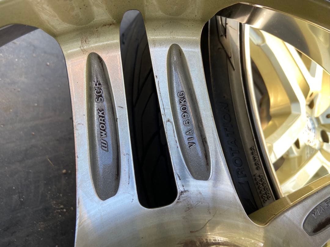 ゴールド 5スポーク ホイールセット 19インチ　ワーク