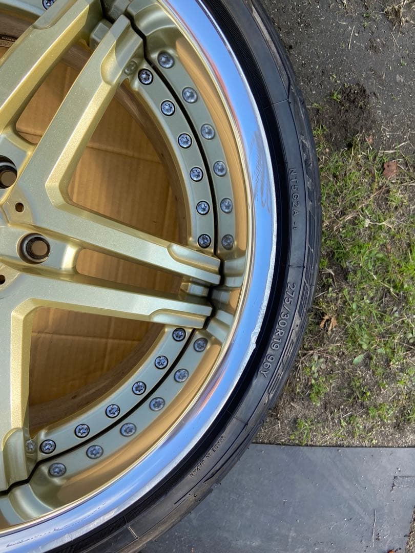 ゴールド 5スポーク ホイールセット 19インチ　ワーク