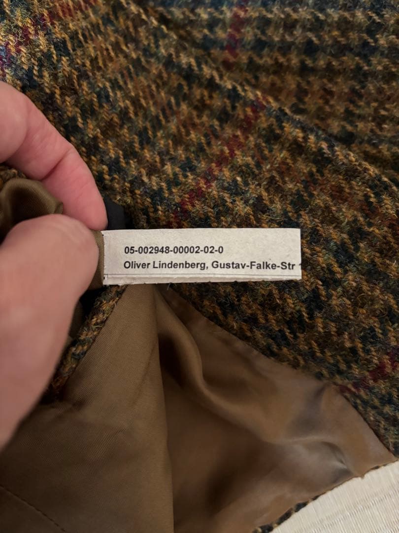 【美品】ハリスツイード ブレザー エルボーパッチ ガンクラブチェック くるみ釦