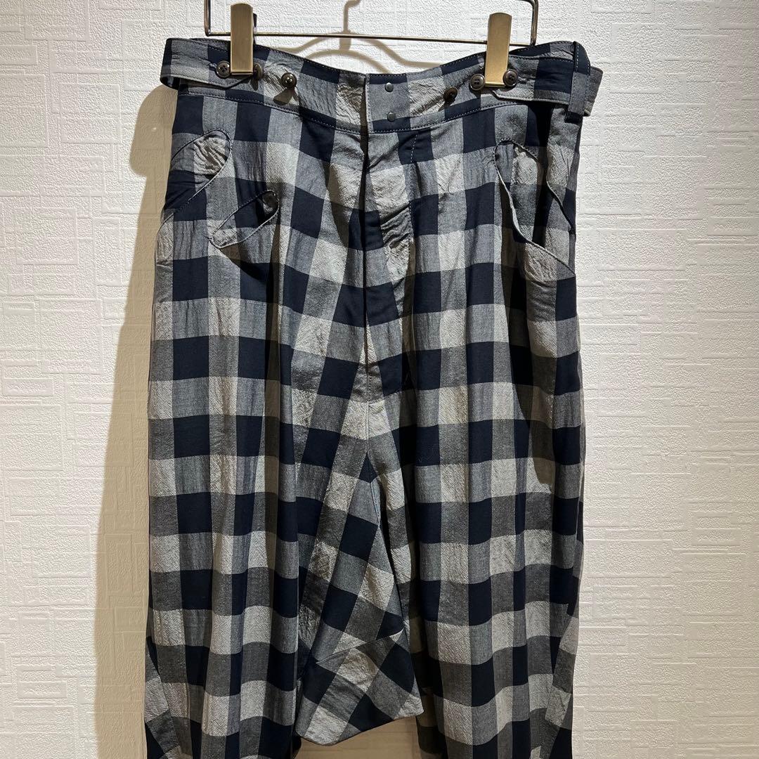 Y's チェック柄 サルエルパンツ ワイドパンツ