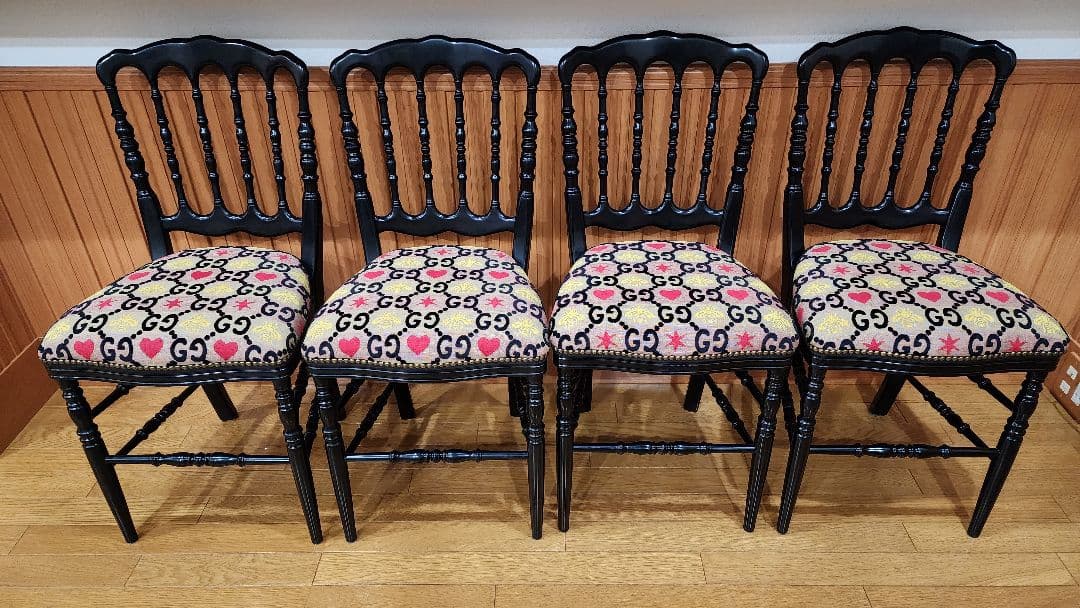 GUCC ③ GGジャガードウッドチェア クラシックスタイル 椅子 グッチ