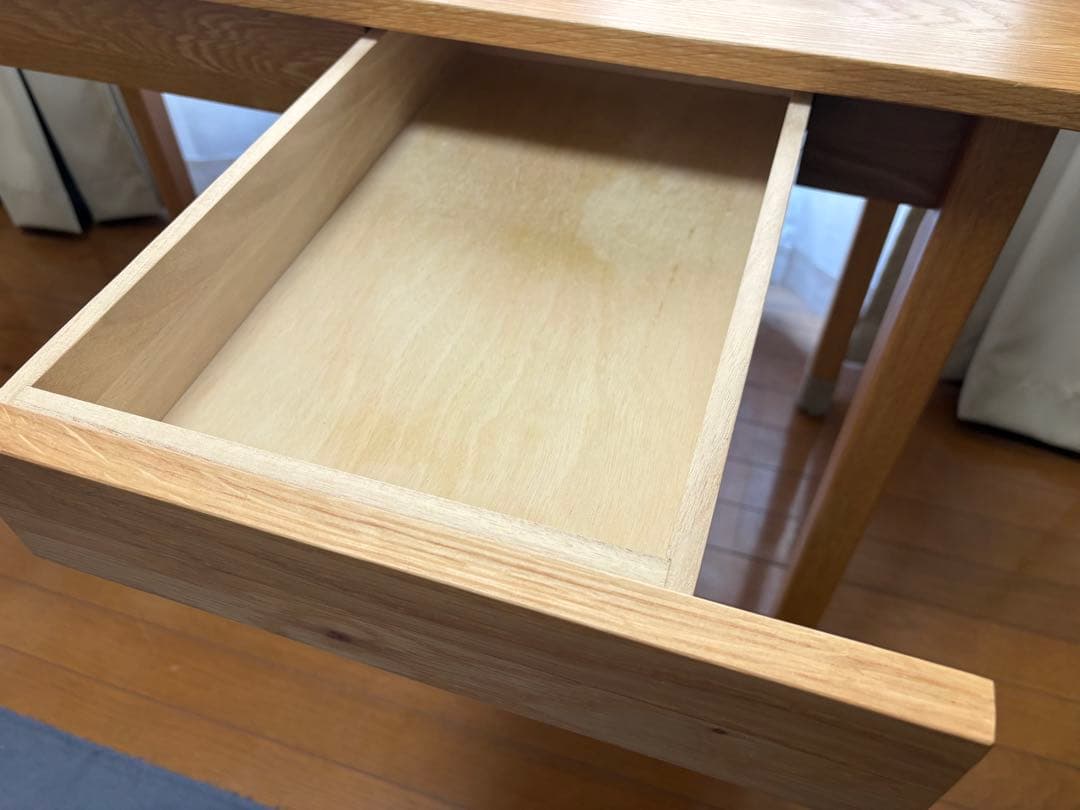無印良品　 オーク　無垢材デスク　木製　机　引き出し付き　作業台　北欧