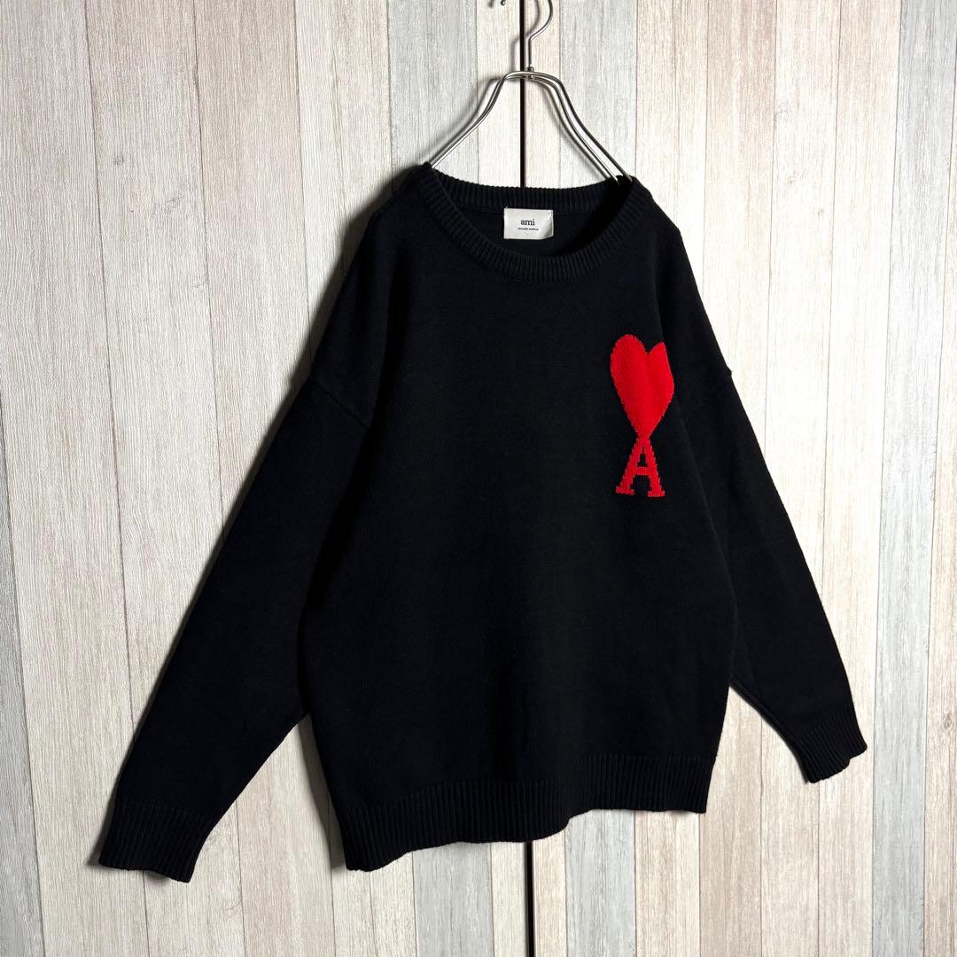3623【大人気・美品】ポルトガル製 アミ ビッグハートロゴ ニットセーター