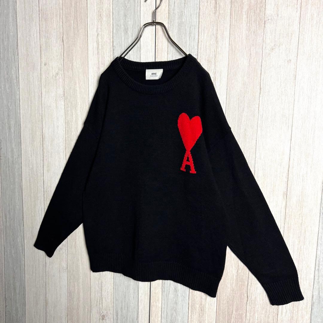 3623【大人気・美品】ポルトガル製 アミ ビッグハートロゴ ニットセーター