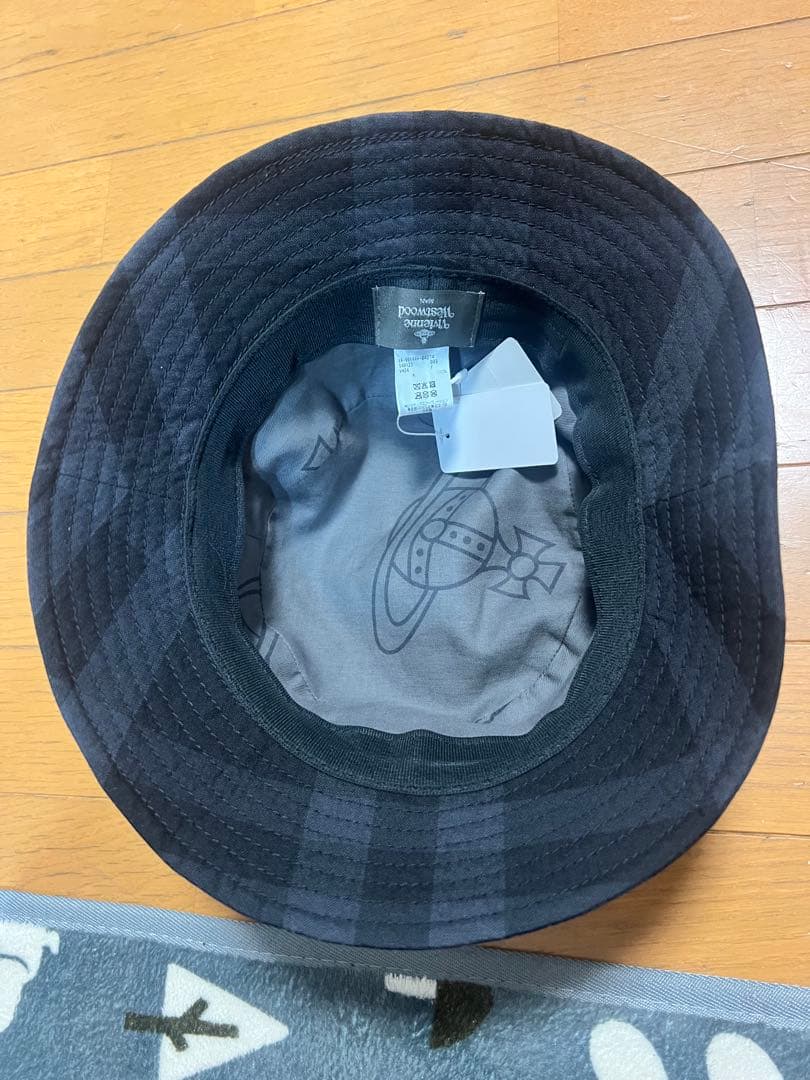 チェック柄バケットハット 惑星刺繍