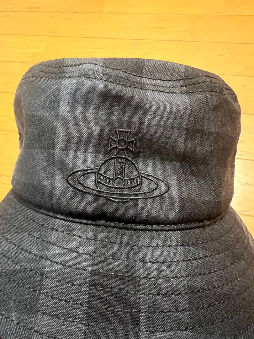 チェック柄バケットハット 惑星刺繍