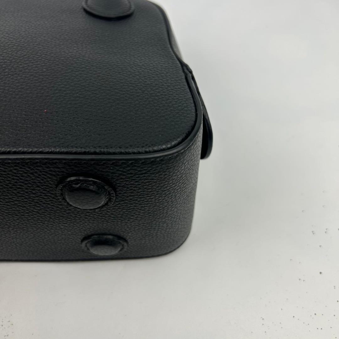 【未使用級】メゾンカナウ　ラウンドボストン　ハンドバッグ　シボ革　レザー　黒