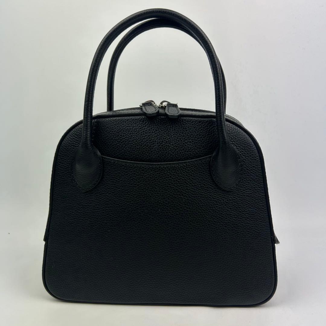 【未使用級】メゾンカナウ　ラウンドボストン　ハンドバッグ　シボ革　レザー　黒