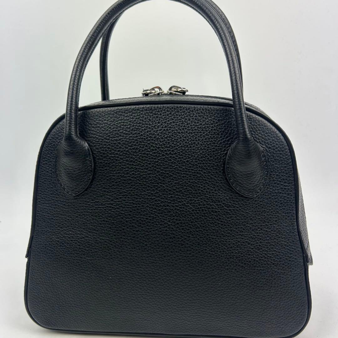 【未使用級】メゾンカナウ　ラウンドボストン　ハンドバッグ　シボ革　レザー　黒