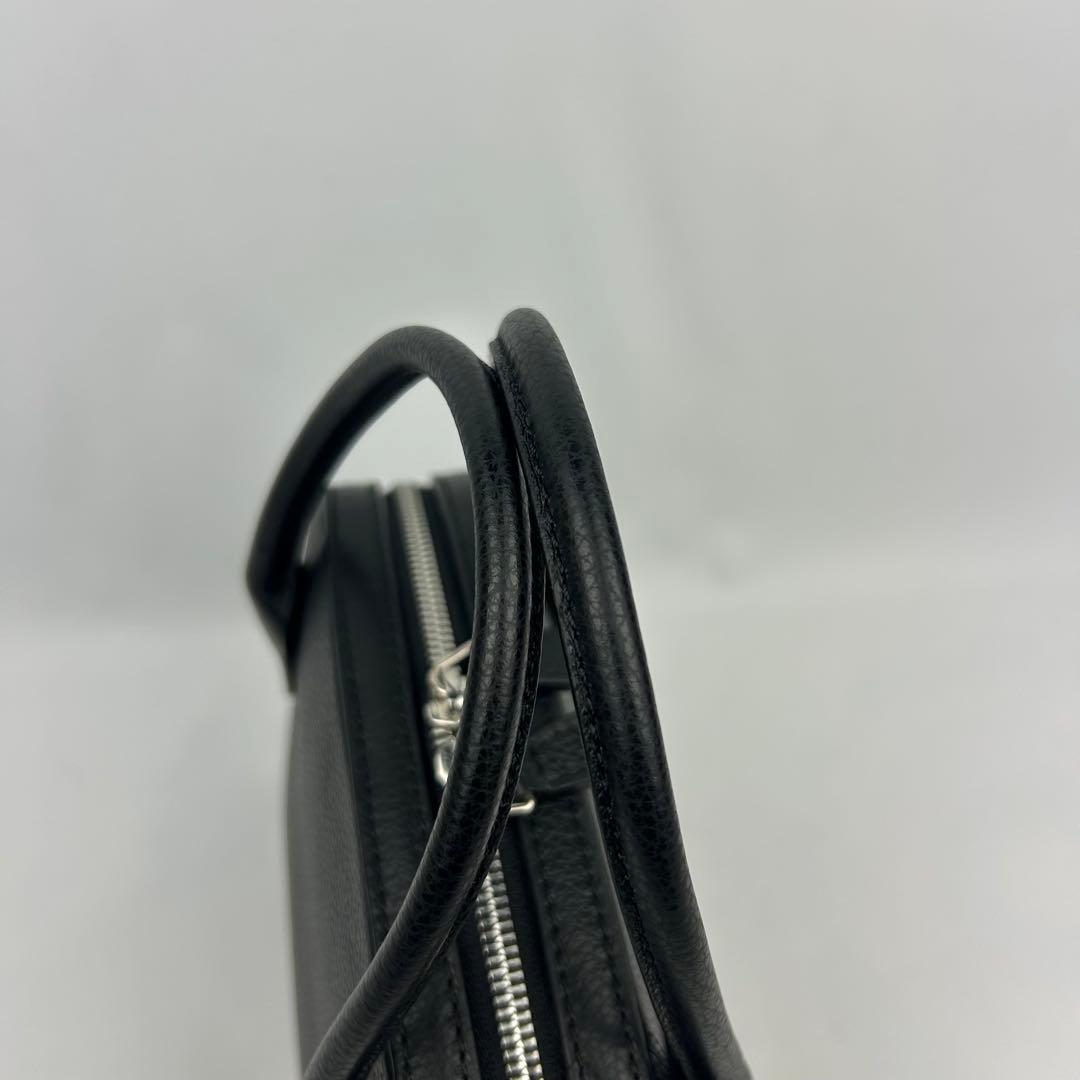 【未使用級】メゾンカナウ　ラウンドボストン　ハンドバッグ　シボ革　レザー　黒