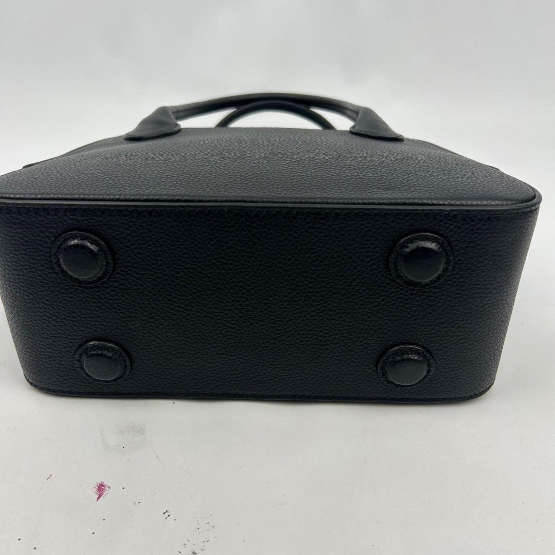 【未使用級】メゾンカナウ　ラウンドボストン　ハンドバッグ　シボ革　レザー　黒