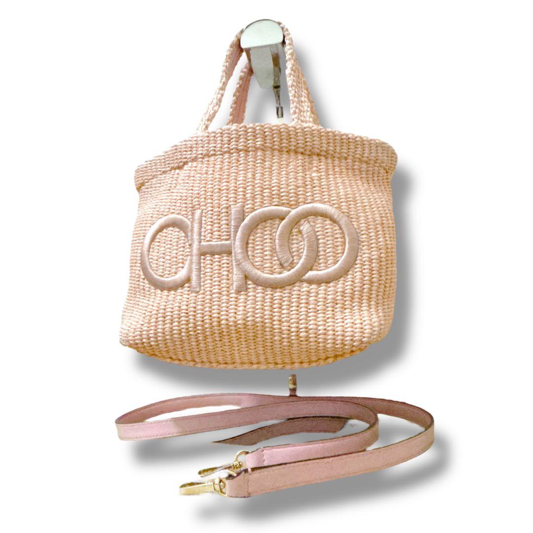 JIMMY CHOO ジミーチュウ 2way ラフィア かごバッグ ハンドバッグ