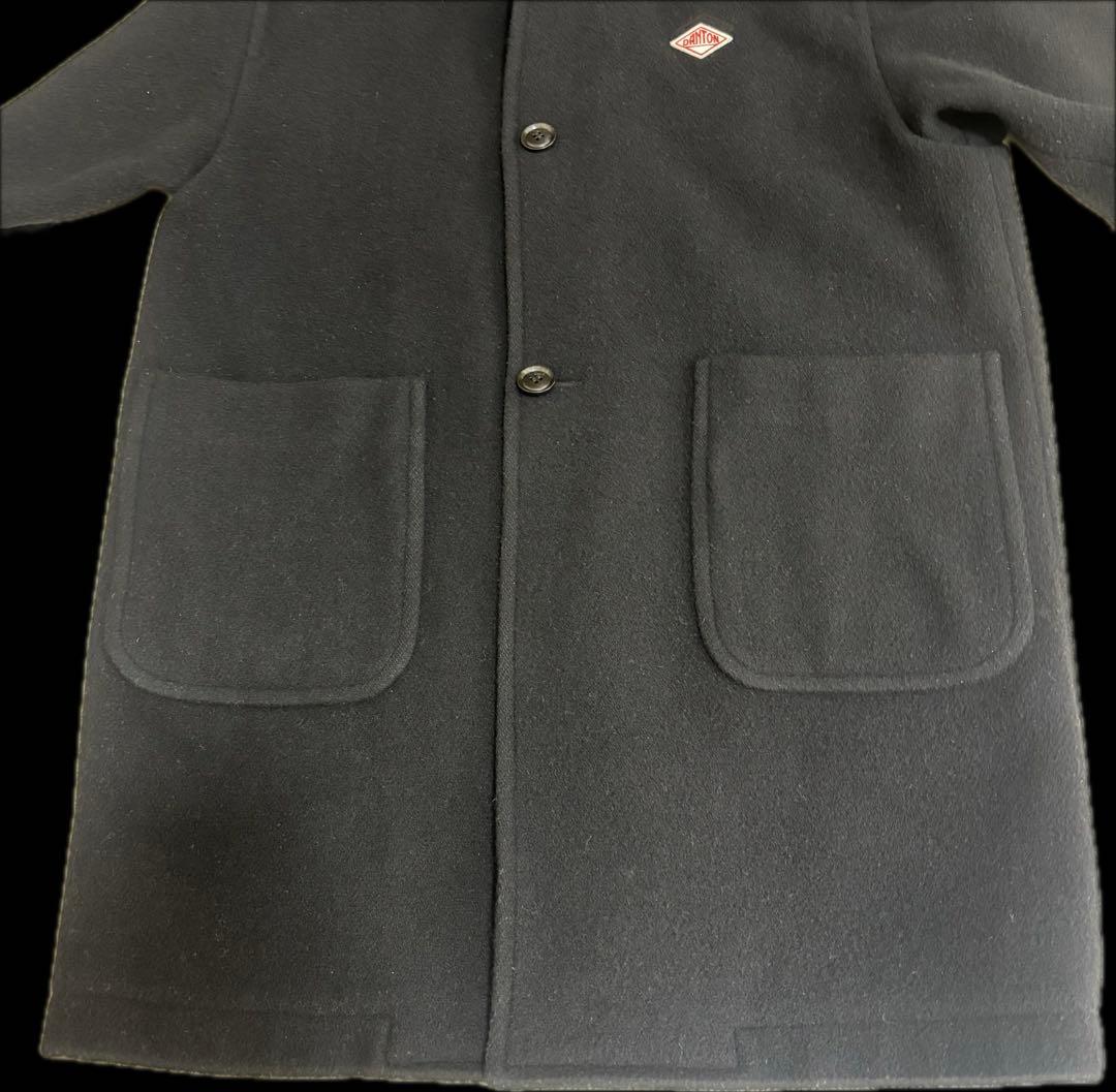 DANTON ダントン　ウールモッサ ノーカラー コート　36 ブラック