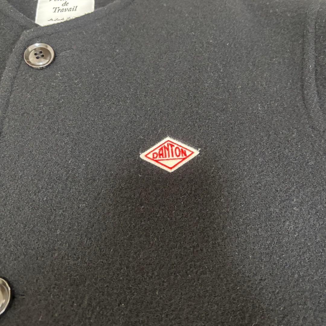 DANTON ダントン　ウールモッサ ノーカラー コート　36 ブラック