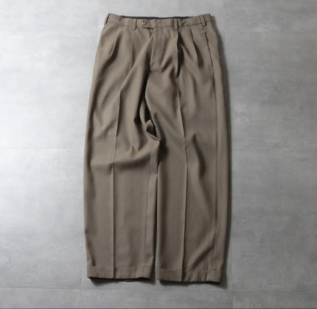 【落ち感◎】Perry Ellis 2タックスラックス W33L30 グレージュ