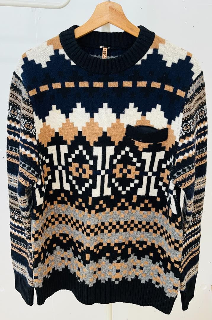 sacai フェアアイル柄 ウールニット メンズ サイズ2