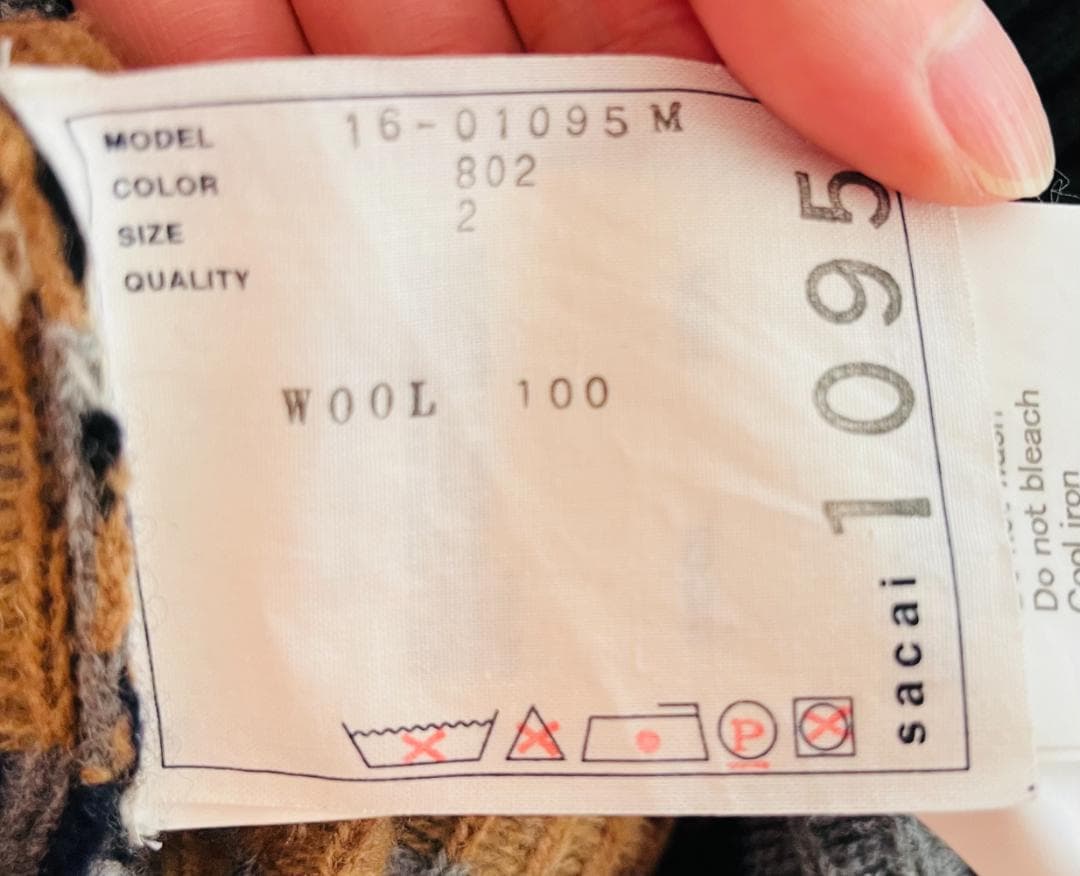 sacai フェアアイル柄 ウールニット メンズ サイズ2
