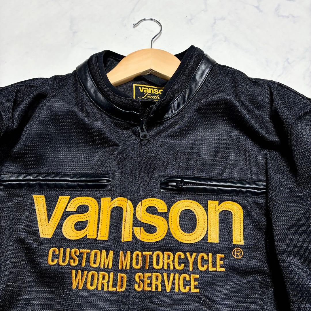 極美品/XL✨VANSON ライティングジャケット ロゴ ワンスター 近年 黒