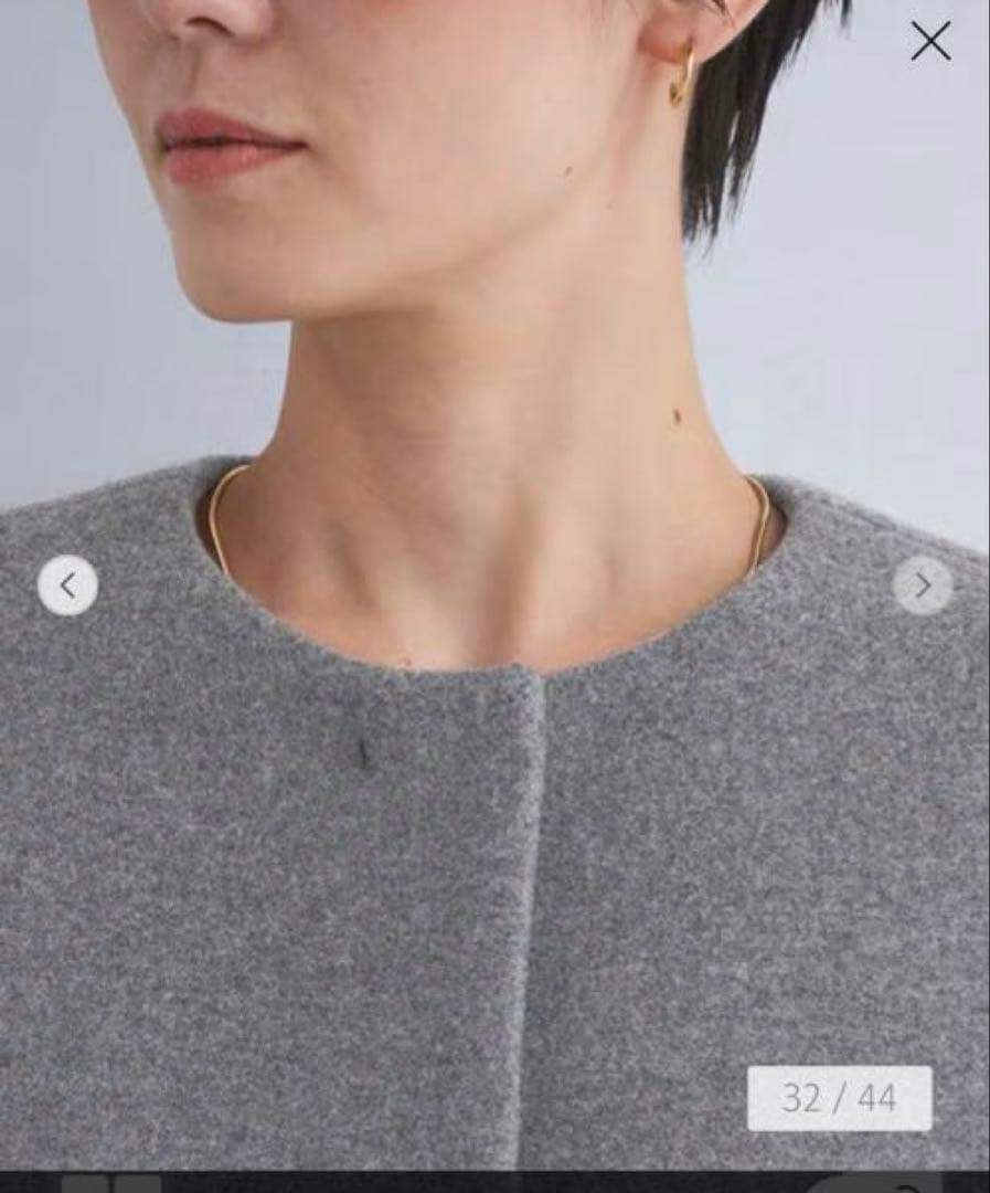 美品　green label relaxing ノーカラーコート　ダークグレーS