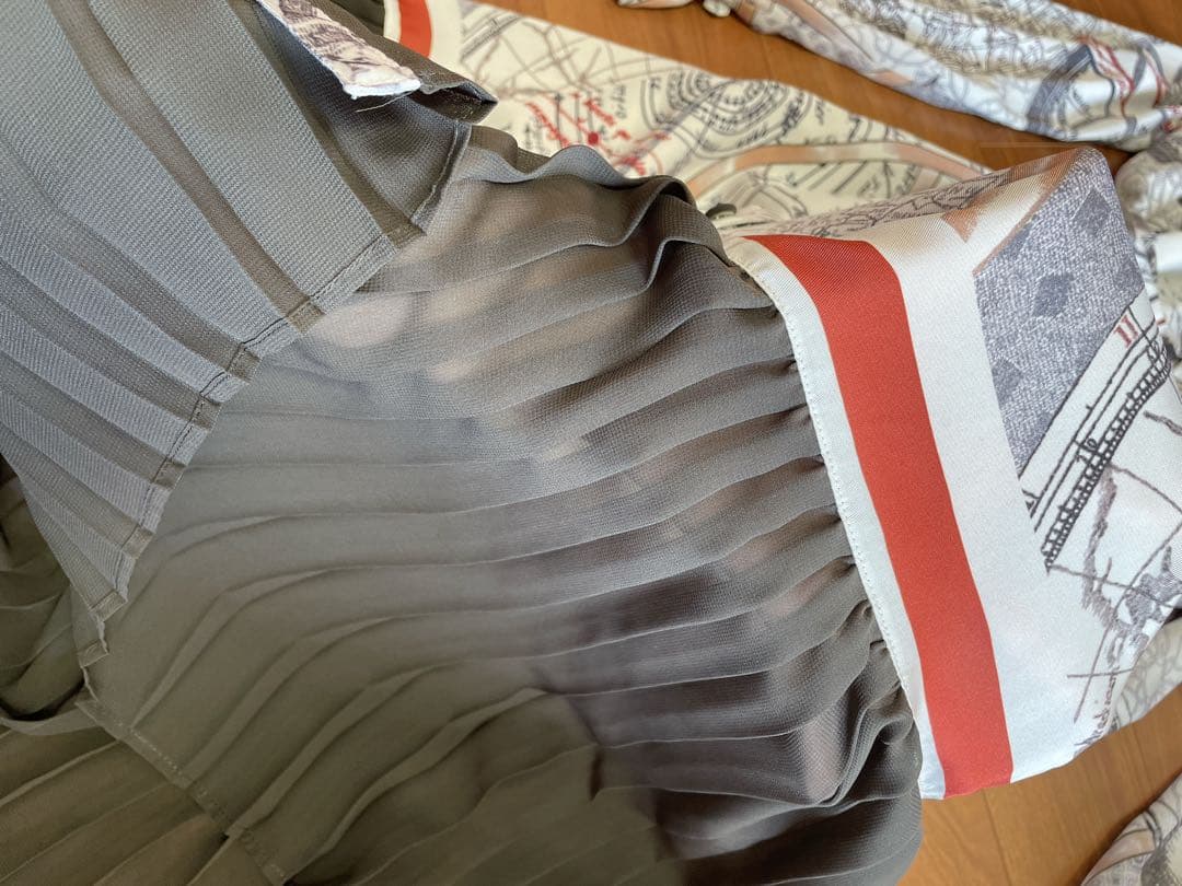 Ameri vintage 地図柄プリント長袖ワンピース