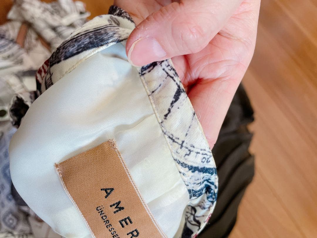 Ameri vintage 地図柄プリント長袖ワンピース