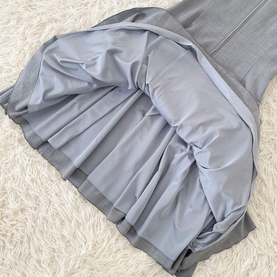 フォクシー✨ギャザー ワンピース フレンチスリーブ プリーツ 膝丈 グレー 40