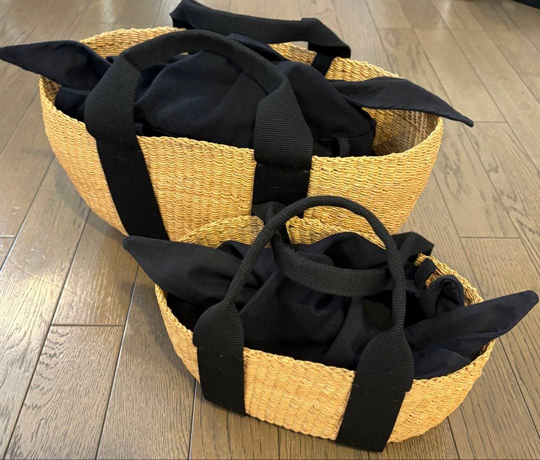 MUUN✿カゴバック✿ペア✿大小セット✿ブラック