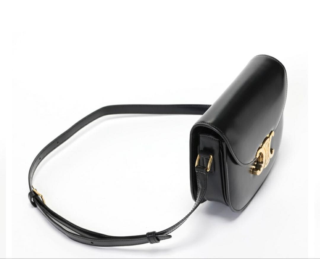 セリーヌ／CELINE ティーン ブザス トリオンフショルダーバッグ黒ラスト1点